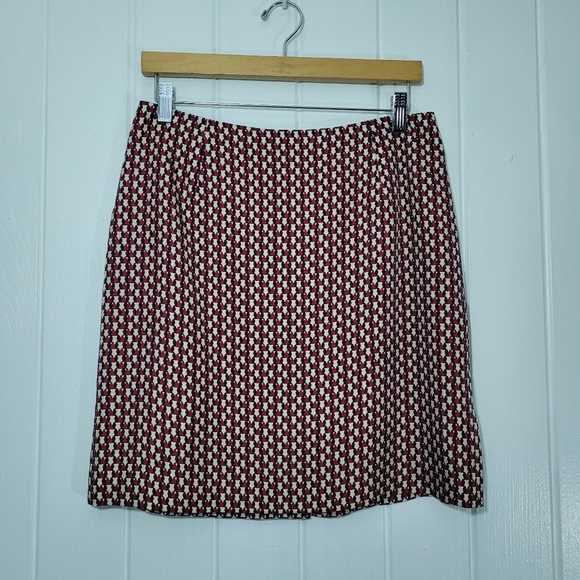 Ann Taylor 10P Pencil Skirt Rayon Blend Silk Lining Multicolored Geometric Print - Picture 1 of 8